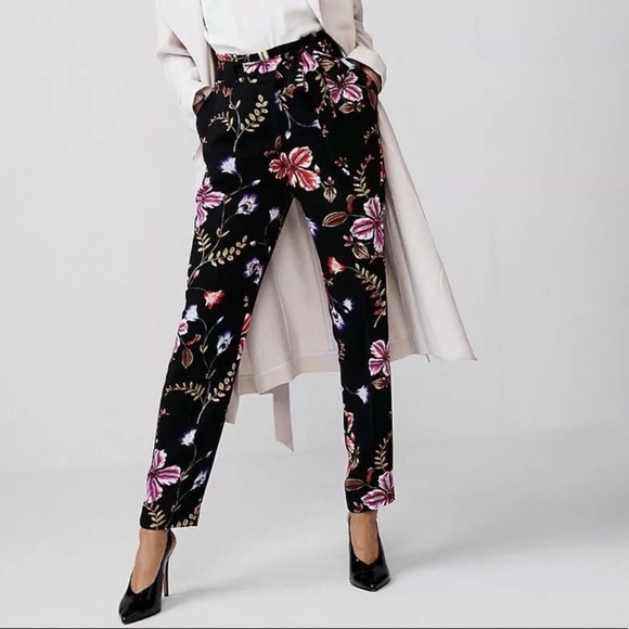 Express Pants - Express Ankle High Rose Floral Pants